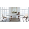 Set van 2 moderne eetkamerstoelen in hout en beige kunstleer Hays Keuze