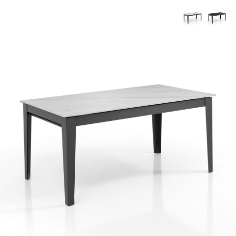 Uitschuifbare moderne eettafel 90x160-400 marmerlook Harper Aanbieding