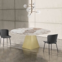 Eettafel design uitschuifbaar marmer look 160x160x75 Arvin Onice Keuze