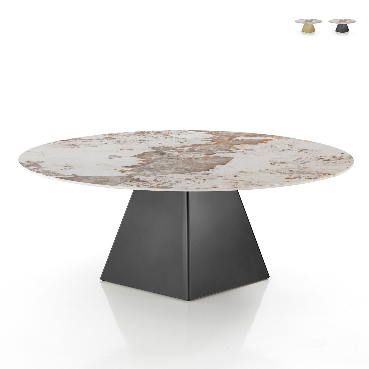 Uitschuifbare design eettafel met marmerlook 160x160x75 Arvin Onice