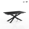 Uitschuifbare tafel 90x160-220 gekruiste poten marmerlook Ward Marble Aanbieding