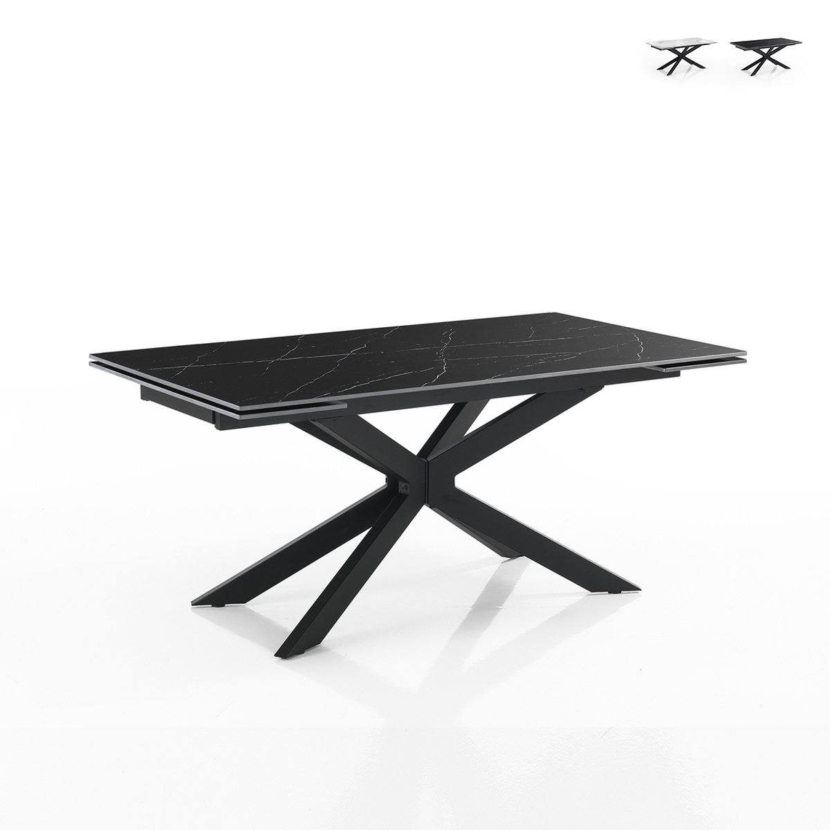 Uitschuifbare tafel 90x160-220 gekruiste poten marmerlook Ward Marble