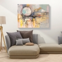 Abstracte kleurrijke schilderij op modern canvas Zonsondergang van de maan Lucas Korting