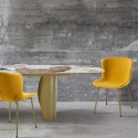 Set van 4 moderne stoffen stoelen voor eetkamer keuken Rann Gold Verkoop