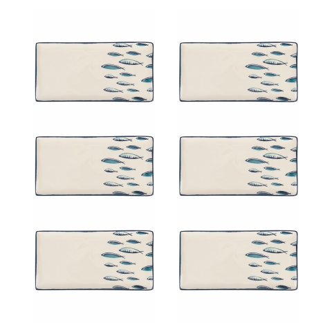 Set van 6 rechthoekige serveerschalen van keramiek 29x15cm Marechiaro Aanbieding