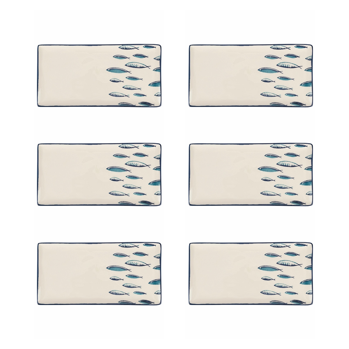 Set van 6 rechthoekige serveerschalen van keramiek 29x15cm Marechiaro Aanbieding Set van 6 rechthoekige serveerschalen van keramiek 29x15cm Marechiaro Aanbieding