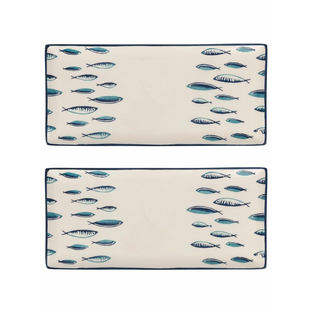 Set van 2 rechthoekige serveerschalen van keramiek 36x16cm Marechiaro Aanbieding