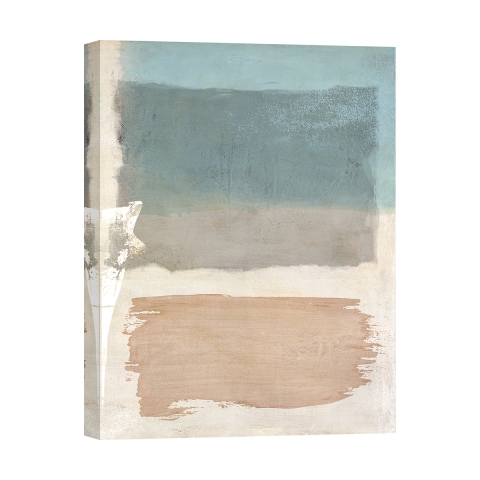 Abstracte canvas schilderij beige en blauwe tinten Libra II Ludwig Maun Aanbieding