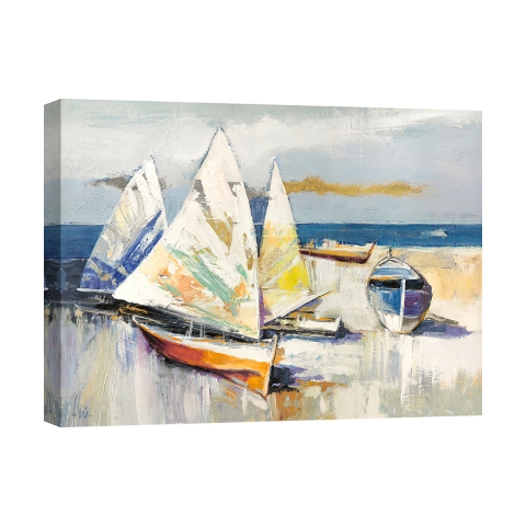 Modern schilderij op canvas Boten op het strand Luigi Florio Aanbieding