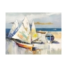 Modern schilderij op canvas Boten op het strand Luigi Florio Aanbod
