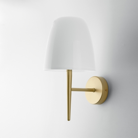Gouden metalen wandlamp voor binnen met witte glazen diffuser Ares AP1 Aanbieding