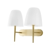 Dubbele wandlamp voor binnen, goudkleurig metaal en wit glas Ares AP2 Aanbod