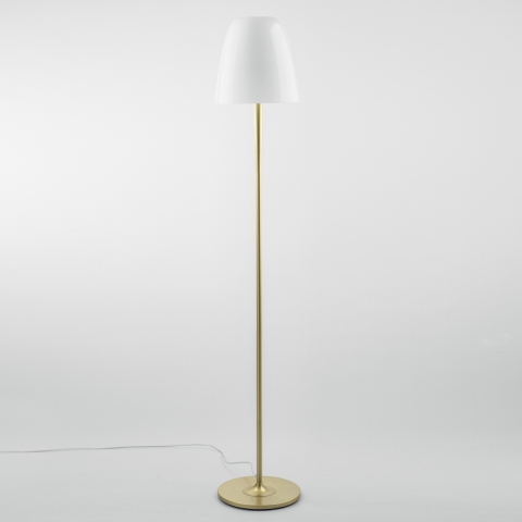 Vloerlamp van goudkleurig metaal met witte glazen kap Ares PT Aanbieding