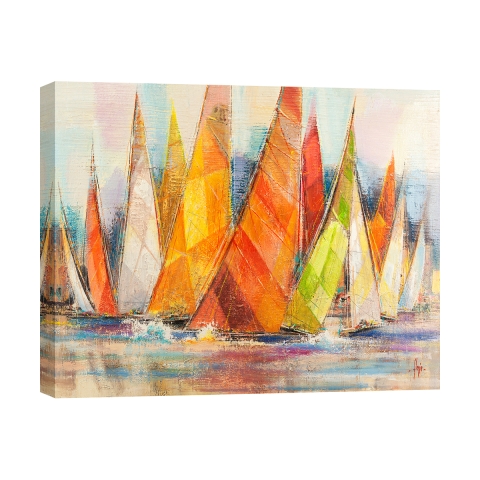 Moderne canvas schilderij met boten Regata di colori Luigi Florio Aanbieding