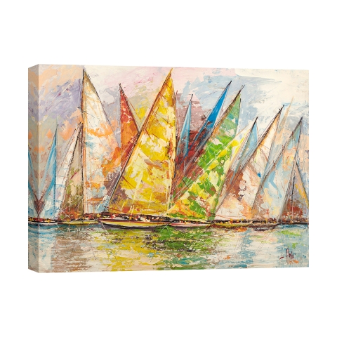Canvas schilderij met botenprint Regata di Primavera Luigi Florio Aanbieding