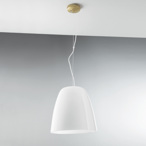 Hanglamp goud metalen frame glazen kap Ares L1 Aanbieding