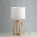 Tafellamp van natuurlijk hout met witte stoffen lampenkap Berry LT Aanbieding