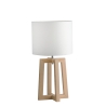 Tafellamp van natuurlijk hout met witte stoffen lampenkap Berry LT Verkoop