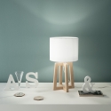 Tafellamp van natuurlijk hout met witte stoffen lampenkap Berry LT Aanbod