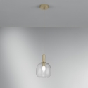 Gouden hanglamp met enkele glazen kap Brandy LS Aanbieding