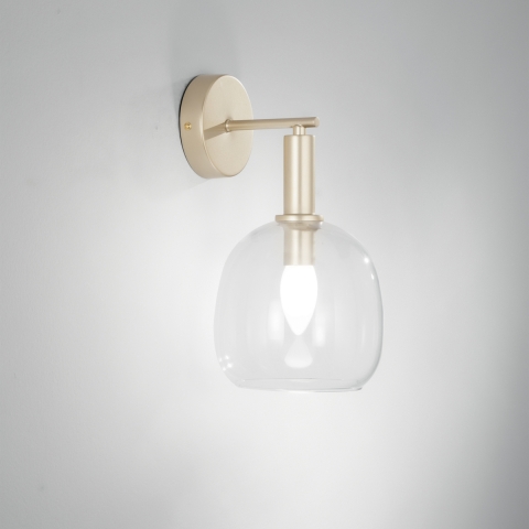 Wandlamp van goudkleurig metaal met geblazen glazen kap Brandy AP Aanbieding