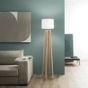 Vloerlamp van natuurlijk hout met witte stoffen kap Berry PT Verkoop