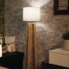Vloerlamp van natuurlijk hout met witte stoffen kap Berry PT Korting