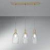 Gouden hanglamp met drie glazen kappen Brandy 3LS Aanbieding