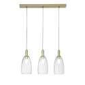 Gouden hanglamp met drie glazen kappen Brandy 3LS Aanbod