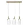 Gouden hanglamp met drie glazen kappen Brandy 3LS Aanbod