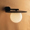 Vintage metalen wandlamp met ronde witte glazen kap Chaplin AP Korting