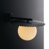 Vintage metalen wandlamp met ronde witte glazen kap Chaplin AP Aanbod