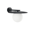 Vintage metalen wandlamp met ronde witte glazen kap Chaplin AP Kortingen