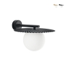 Vintage metalen wandlamp met ronde witte glazen kap Chaplin AP Aanbieding