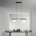 Hanglamp metalen frame, 2 glazen kappen Chaplin LS Verkoop