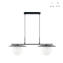 Hanglamp metalen frame, 2 glazen kappen Chaplin LS Aanbieding