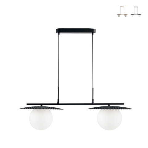 Hanglamp metalen frame, 2 glazen kappen Chaplin LS Aanbieding