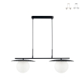 Hanglamp metalen frame, 2 glazen kappen Chaplin LS Aanbieding