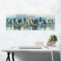Modern schilderij op doek van urbaan landschap Manhattan Aqua Luigi Florio Korting