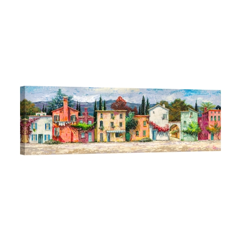 Schilderij op canvas kleurrijk landschap Italiaans dorp Luigi Florio Aanbieding