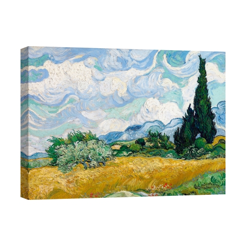 Impressionistische canvasprint "Campo di Grano con Cipressi" van Gogh Aanbieding