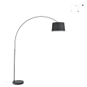 Boogvormige metalen staande lamp met marmeren voet en stoffen lampenkap Dream Aanbieding