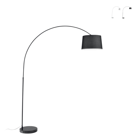 Boogvormige metalen staande lamp met marmeren voet en stoffen lampenkap Dream Aanbieding