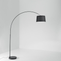Boogvormige metalen staande lamp met marmeren voet en stoffen lampenkap Dream Verkoop