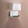 Wandlamp met metalen armatuur, USB-poort en klassieke stoffen lampenkap Ciak Verkoop