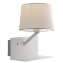 Wandlamp met metalen armatuur, USB-poort en klassieke stoffen lampenkap Ciak Aanbod