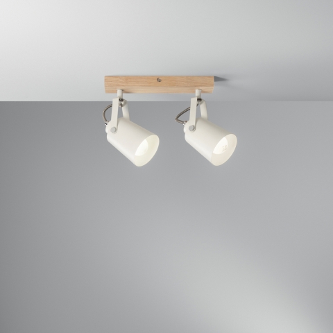 Wand- en plafondlamp met twee verstelbare lampen in wit metaal Eda AP2 Aanbieding