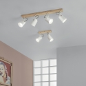 Plafondlamp hout metaal rail vier richtbare lichten Eda LS4 Verkoop