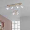 Plafondlamp hout metaal rail vier richtbare lichten Eda LS4 Verkoop