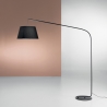 Moderne gebogen vloerlamp van zwart metaal met stoffen lampenkap 180cm Enjoy Aanbieding